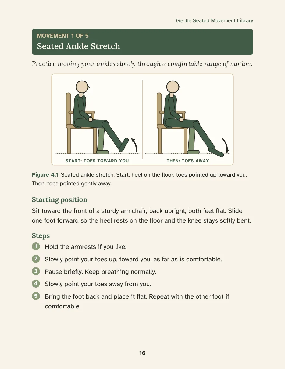 Page preview: Movement card: Seated Ankle Stretch
